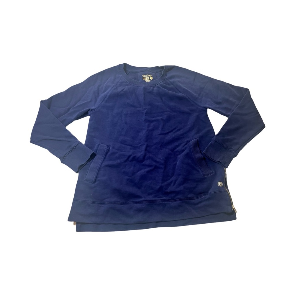 Lilly Pulitzer Luxletic Finn Top Navy Blue Side Zip Sweatshirt 005487 Womens S